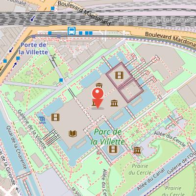 Map showing the location of Cité des Sciences et de l'Industrie in Paris
