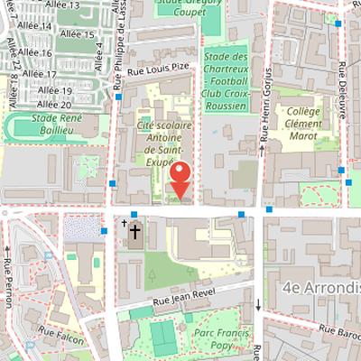 Map showing the location of Cité scolaire Antoine-de-Saint-Exupéry in Lyon