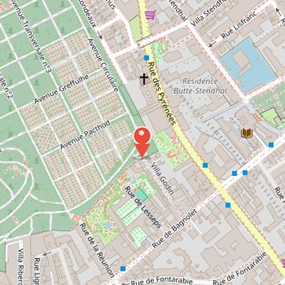 Map showing the location of Communards' Wall in Paris