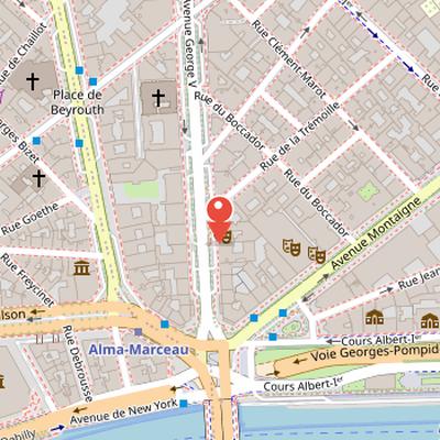 Map showing the location of Crazy Horse in Paris