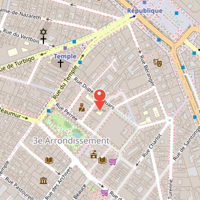 Map showing the location of École Duperré in Paris