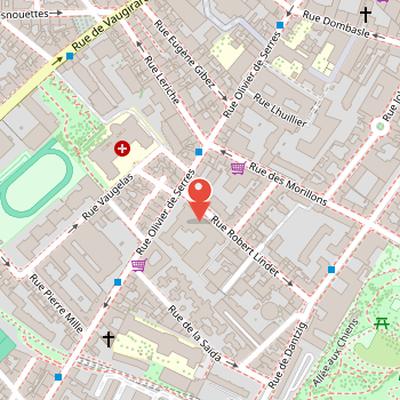 Map showing the location of École nationale supérieure des arts appliqués et des métiers d'art in Paris