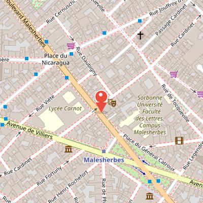 Map showing the location of École Normale de Musique de Paris in Paris