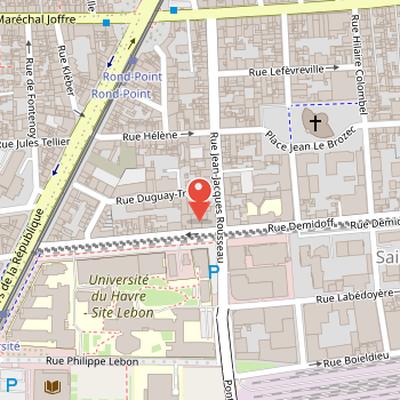 Map showing the location of École supérieure d'art et design Le Havre-Rouen in Rouen