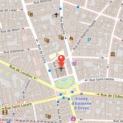 Map showing the location of Église de la Sainte-Trinité in Paris