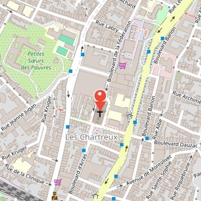 Map showing the location of Église des Chartreux in Marseille