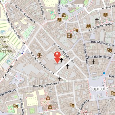 Map showing the location of Church of the Cordeliers in Toulouse