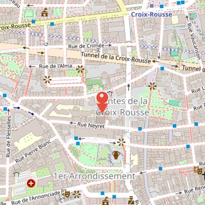 Map showing the location of Bon-Pasteur Church in Lyon