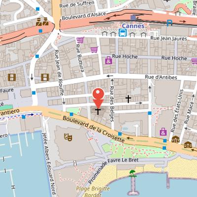 Map showing the location of Église Notre-Dame-de-Bon-Voyage in Cannes