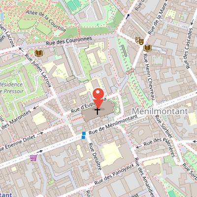 Map showing the location of Église Notre-Dame-de-la-Croix in Paris