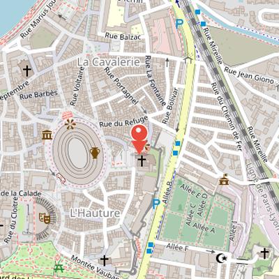 Map showing the location of Notre-Dame-de-la-Major d'Arles in Arles