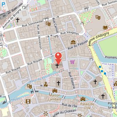 Map showing the location of Notre-Dame-de-Liesse Church in Annecy