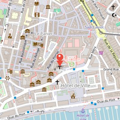 Map showing the location of Notre-Dame-des-Accoules Church in Marseille