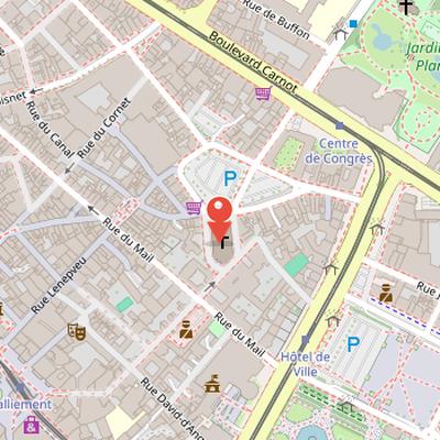 Map showing the location of Église Notre-Dame-des-Victoires in Angers