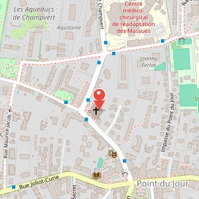 Map showing the location of Église Notre-Dame-du-Point-du-Jour in Lyon