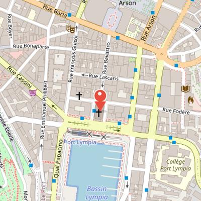 Map showing the location of Église Notre-Dame du Port in Nice