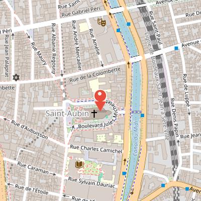 Map showing the location of Église Saint-Aubin in Toulouse