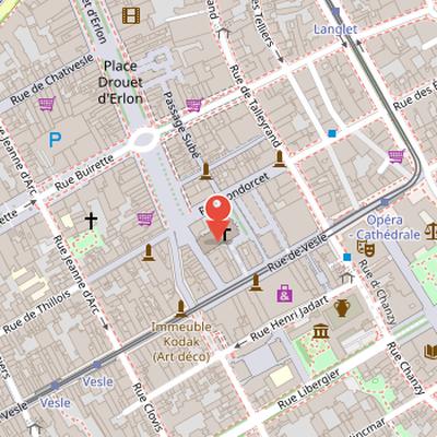 Map showing the location of Église Saint-Jacques in Reims