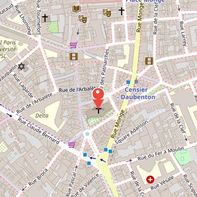 Map showing the location of Église Saint-Médard in Paris