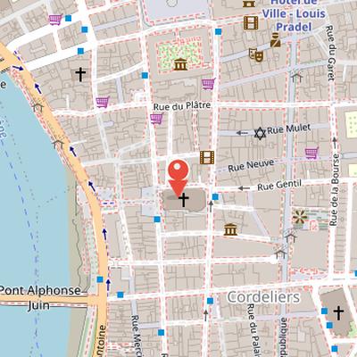 Map showing the location of Église Saint-Nizier in Lyon