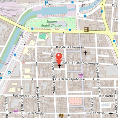 Map showing the location of Saint-Vincent Church in Carcassonne