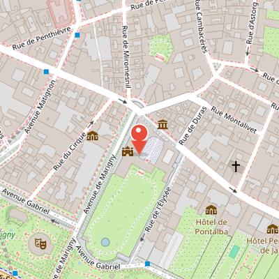 Map showing the location of Élysée Palace in Paris