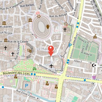 Map showing the location of Enclos Saint-Césaire in Arles