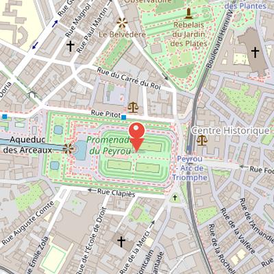 Map showing the location of Equestrian statue of Louis XIV in Montpellier