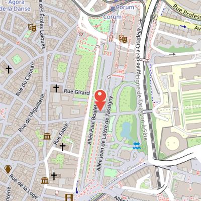 Map showing the location of Esplanade Charles de Gaulle in Montpellier