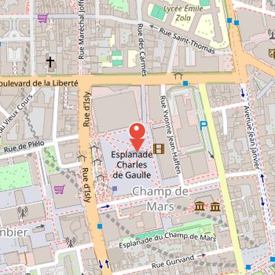 Map showing the location of Esplanade Charles-de-Gaulle in Rennes