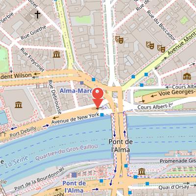 Map showing the location of Flame of Liberty in Paris