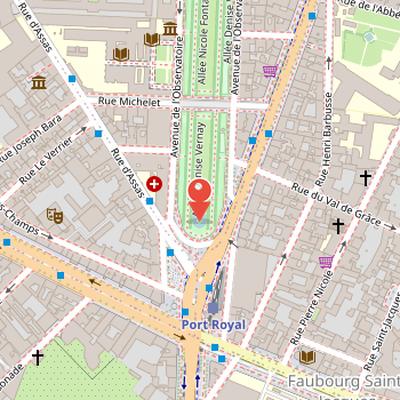 Map showing the location of Fontaine de l'Observatoire in Paris