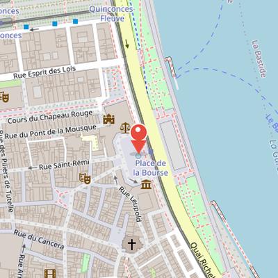 Map showing the location of Fontaine des Trois Grâces in Bordeaux