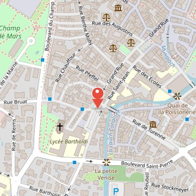 Map showing the location of Fontaine Roesselmann in Colmar