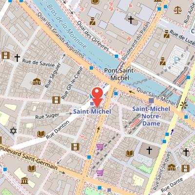 Map showing the location of Fontaine Saint-Michel in Paris