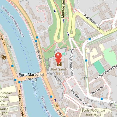 Map showing the location of Fort Saint-Jean in Lyon