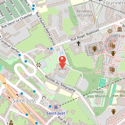 Map showing the location of Fourvière Hôtel in Lyon