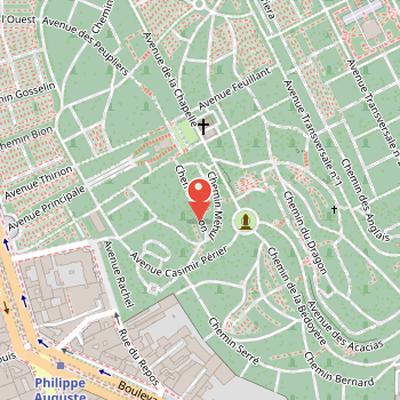 Map showing the location of Frédéric Chopin’s tomb in Paris