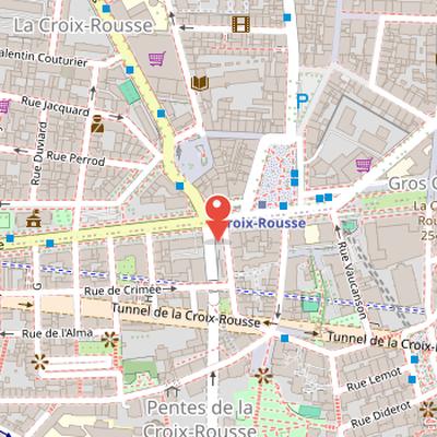Map showing the location of Gare de Lyon-Croix-Rousse in Lyon