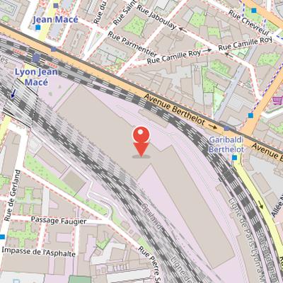 Map showing the location of Gare de Lyon-Guillotière in Lyon