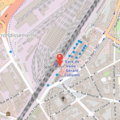 Map showing the location of Gare de Lyon-Vaise in Lyon