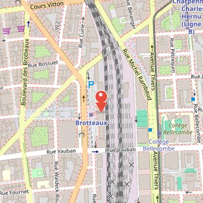 Map showing the location of Gare des Brotteaux in Lyon