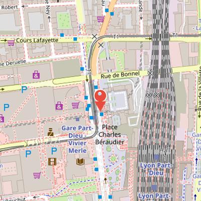 Map showing the location of Gare Part-Dieu - Vivier Merle in Lyon