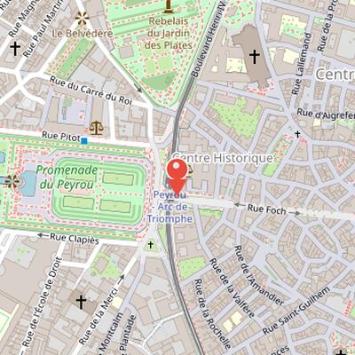 Map showing the location of Arc de Triomphe of Montpellier in Montpellier