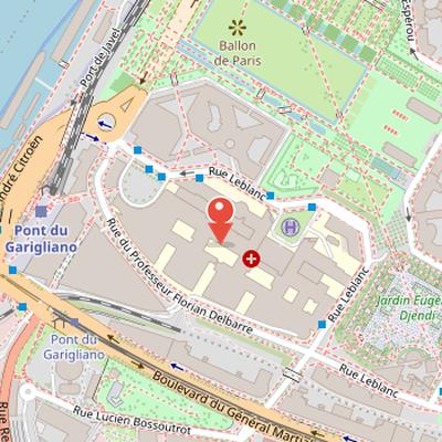 Map showing the location of Georges Pompidou European Hospital in Paris