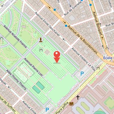 Map showing the location of Grand Palais Éphémère in Paris