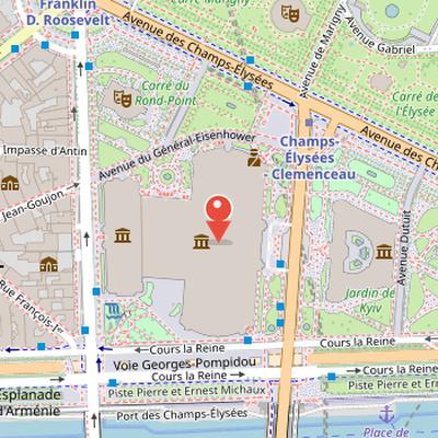 Map showing the location of Grand Palais in Paris