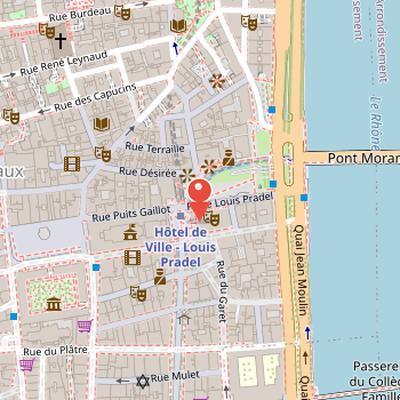 Map showing the location of Grand Théâtre de Lyon in Lyon