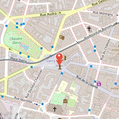 Map showing the location of Guillaume's Gate in Dijon
