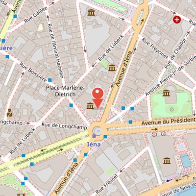 Map showing the location of Guimet Museum in Paris